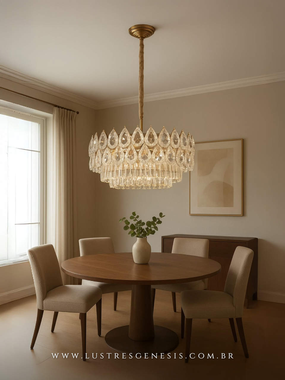 Lumin&aacute;ria de Teto Pendente Cristal e Vidro Trabalhado